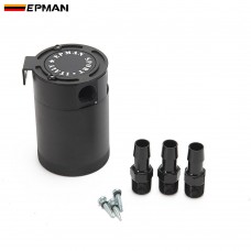 EPMAN - Racing Baffled Aluminum 2-Port / 3-Port Oil Catch Can / Tank / Air-Oil Separator Universal Black EP-JYH04BA/EP-JYH05Y2
